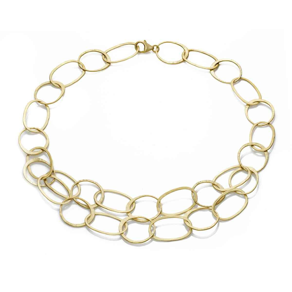 Short organic link necklace in 18k gold vermeil