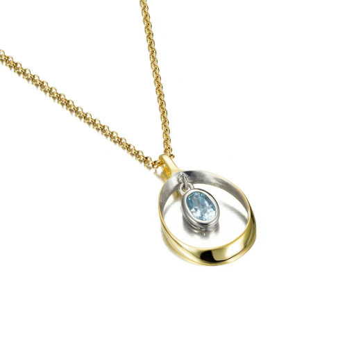 Blue topaz 18k gold vermeil silver pendant