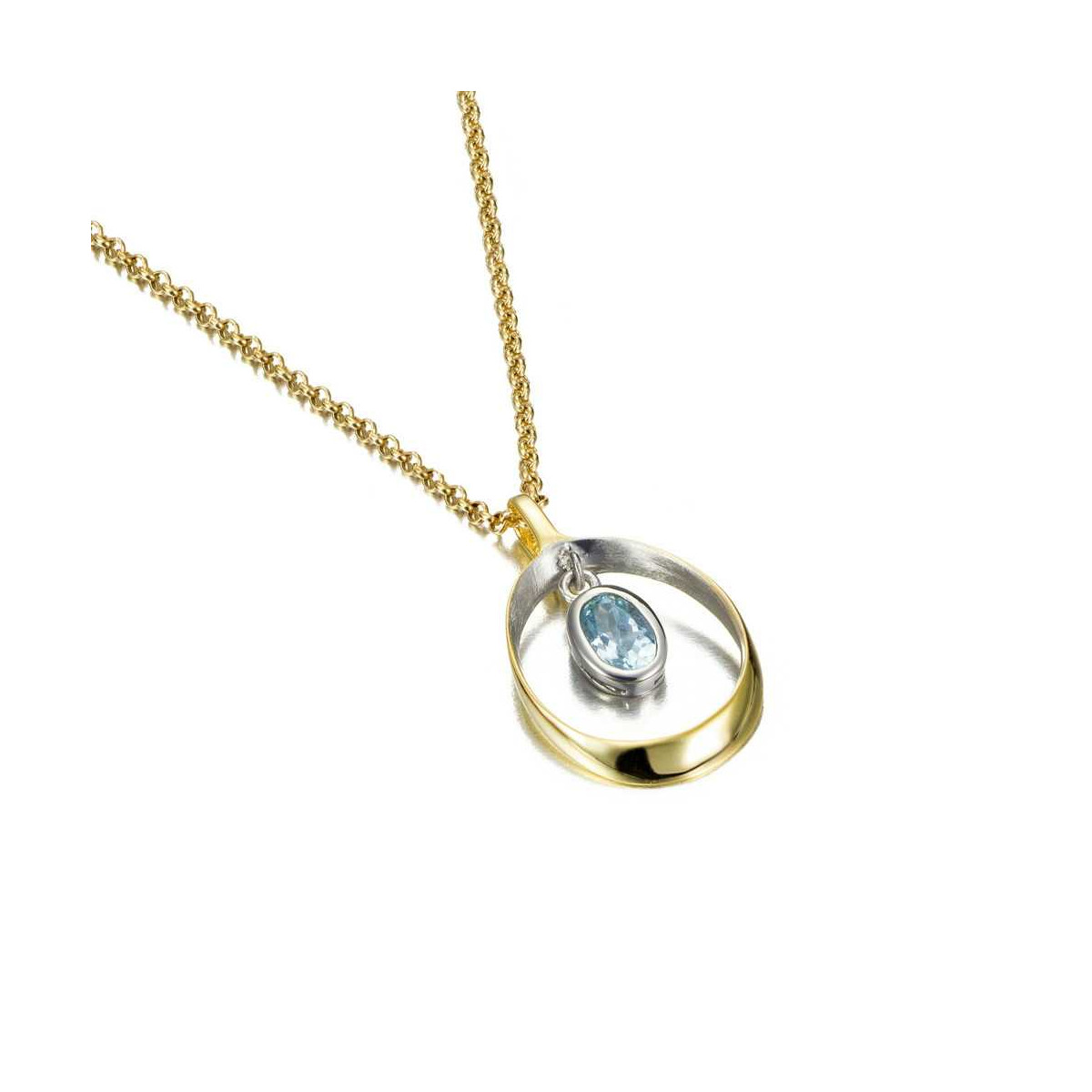 Colgante con topacio azul de plata con baño de oro 18k