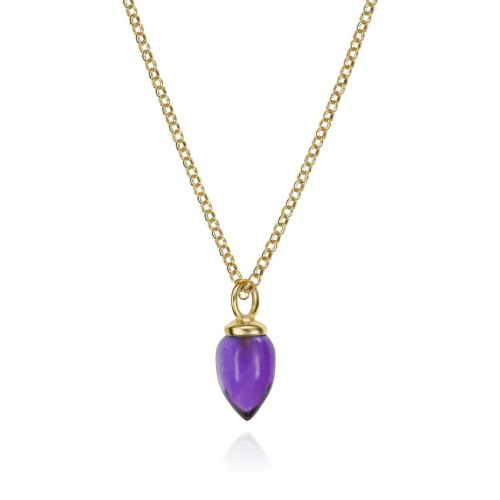 Pendant with natural amethyst in sterling silver with 18k gold vermeil