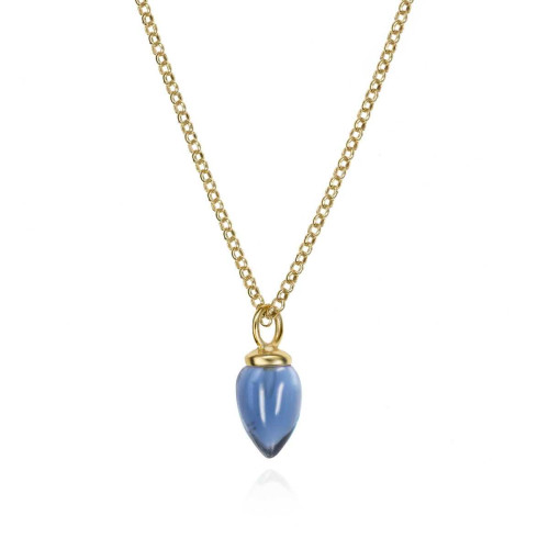 Pendant with natural iolite in sterling silver with 18k gold vermeil