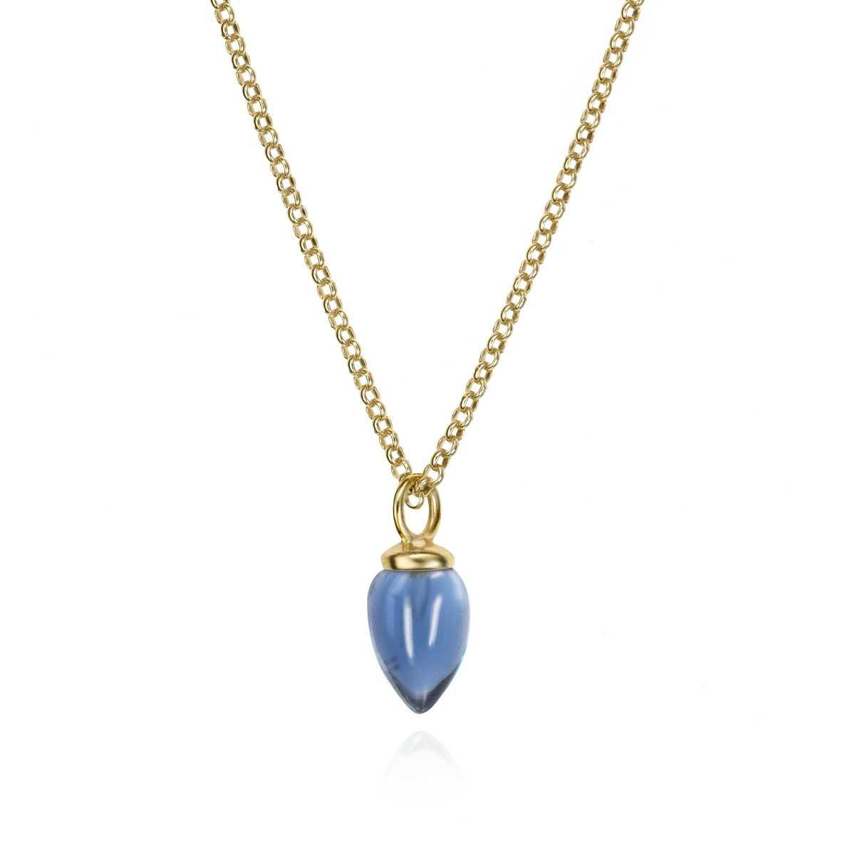 Colgante con iolita natural en plata de ley con baño de oro de 18k