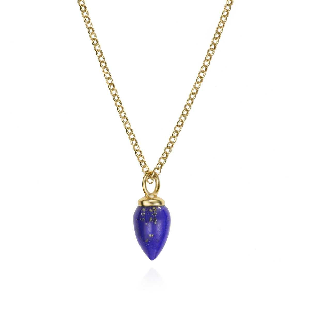 Pendant with natural lapis lazuli in sterling silver with 18k gold vermeil