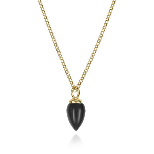 Colgante con ónix negro natural en plata de ley con baño de oro de 18k
