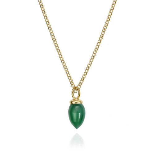 Colgante con ónix verde natural en plata de ley con baño de oro de 18k