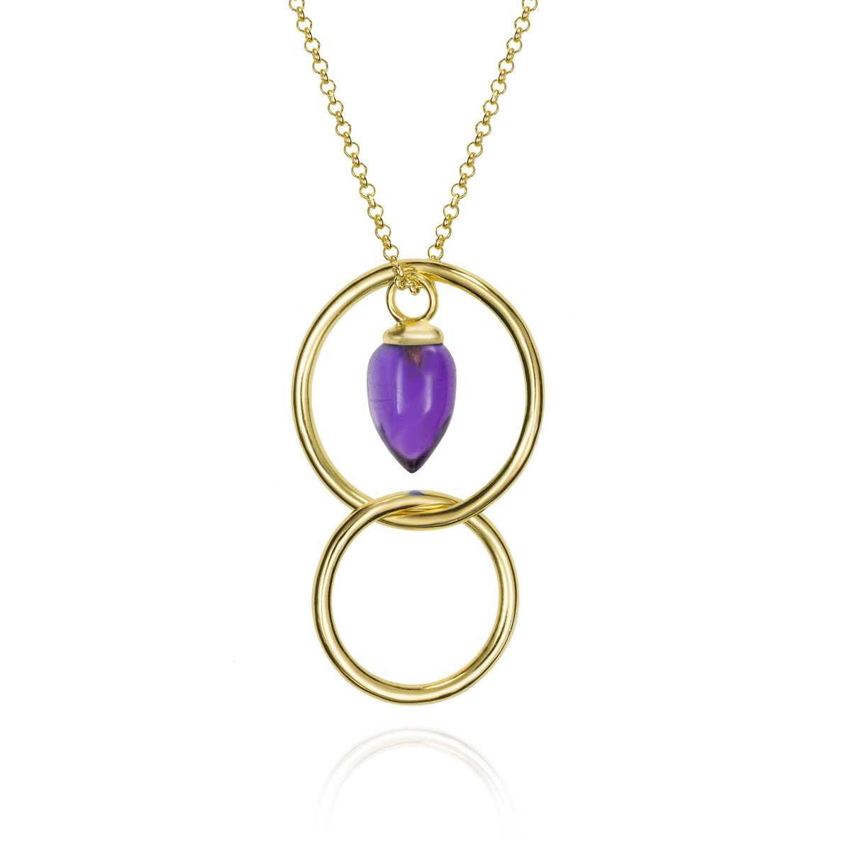 Amethyst Necklace in One Size with 18k Gold Plating