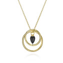 Collar con aro y ónix negro en plata de ley con baño de oro de 18k