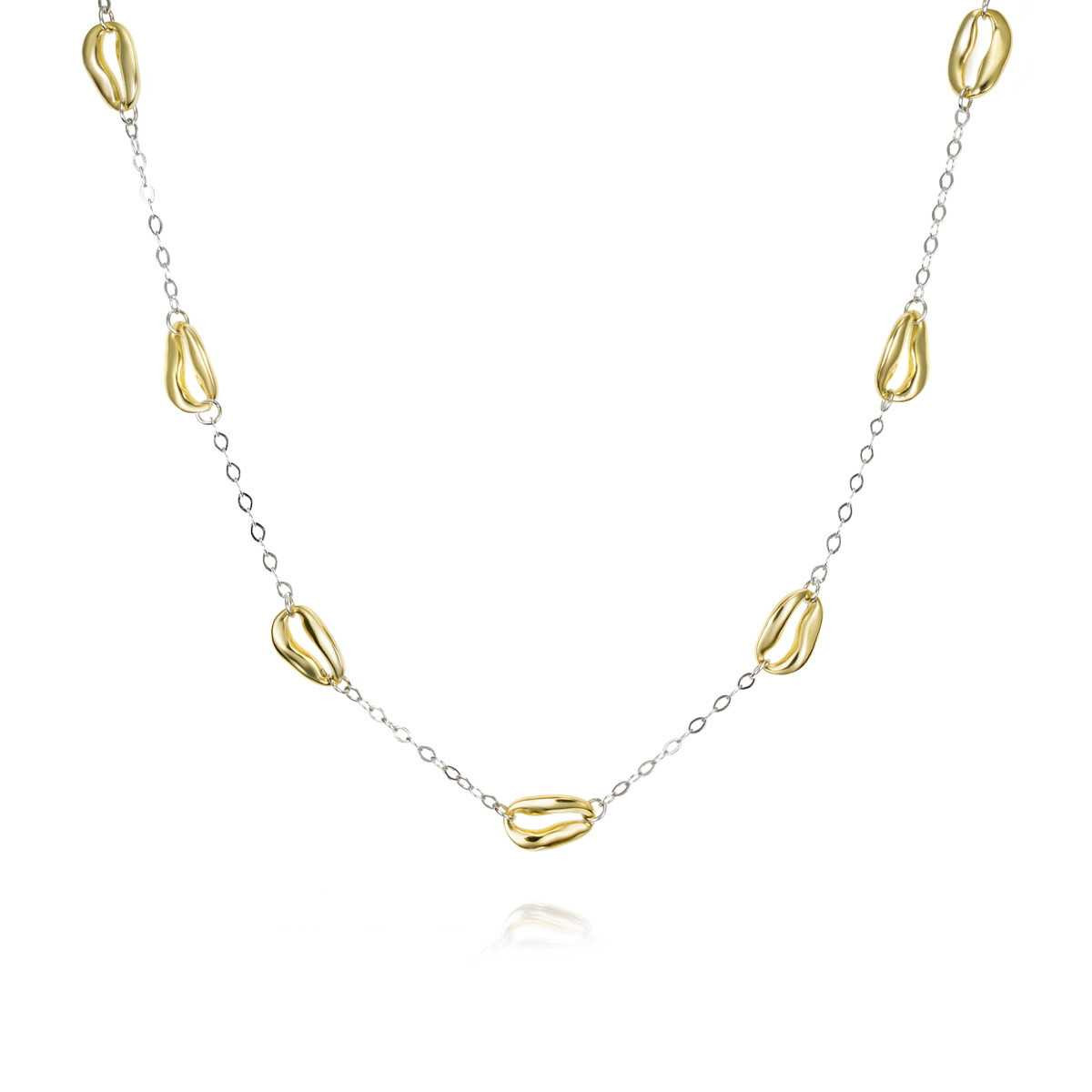 Collar corto bicolor con diseño marino de plata de ley 925 y plata con baño de oro 18k