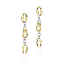 Pendientes largos bicolor con diseño marino de plata de ley 925 y plata con baño de oro 18k