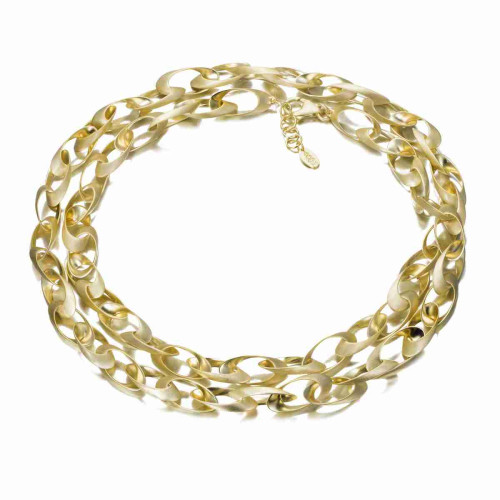 Long necklace with oval pieces in sterling silver with 18k gold vermeil