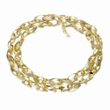 Long necklace with oval pieces in sterling silver with 18k gold vermeil