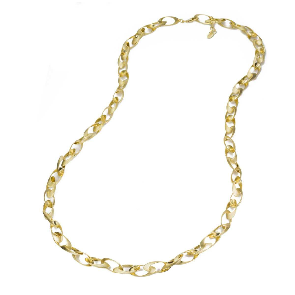 Long necklace with oval pieces in sterling silver with 18k gold vermeil