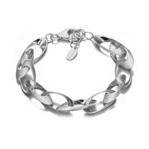Pulsera con diseño de eslabón alargado grande de plata de ley 925