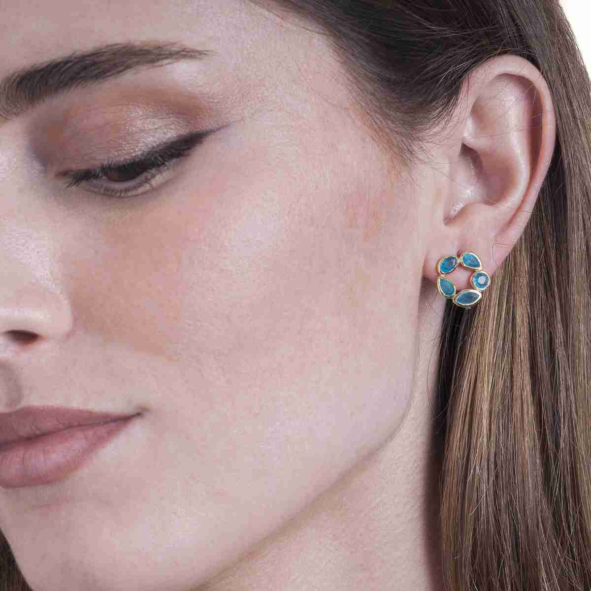 Apatite flower earrings with 18k gold vermeil