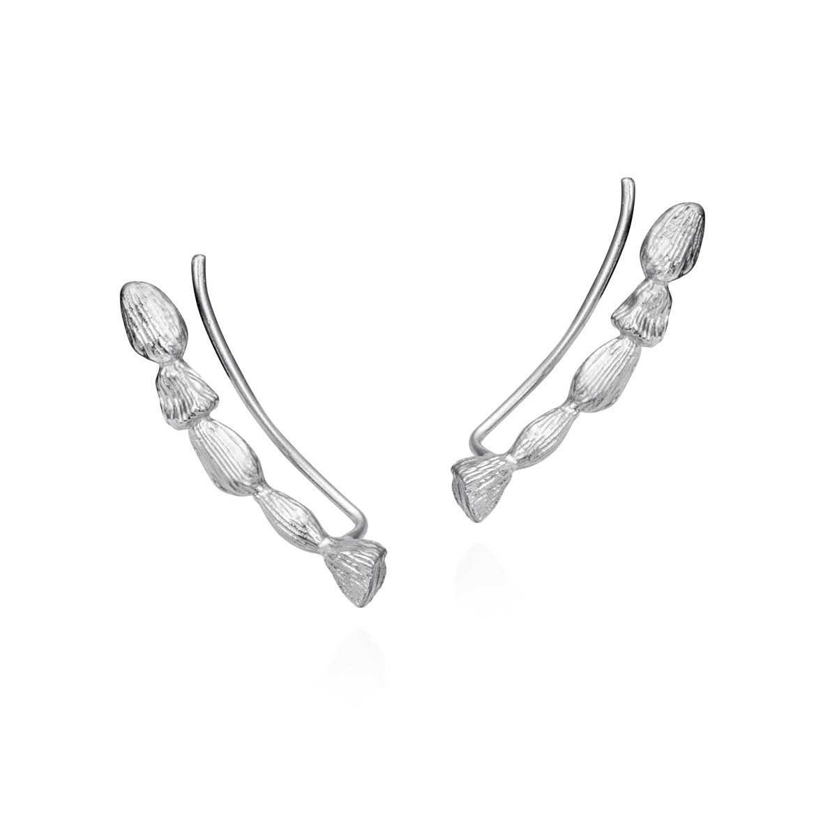 Climber earring with an irregular texture in 925 sterling silver