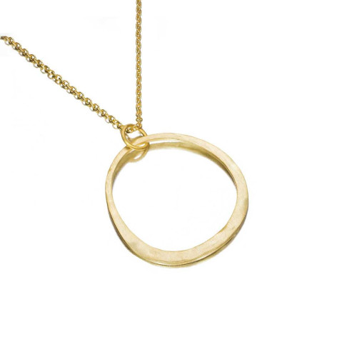 Organic circular pendant in 18k gold vermeil