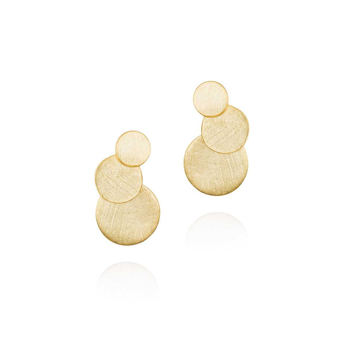 Textured circular earrings in 18k gold vermeil
