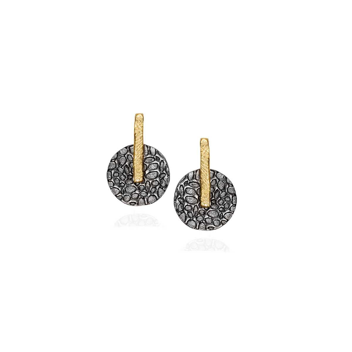 Pendientes KYMBAL de Plata. Baño de Oro 18k y Rutenio Negro
