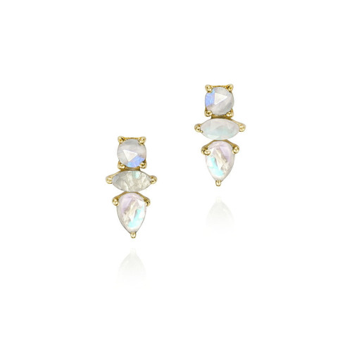 Rainbow Moonstone Earrings in Silver. 18k Gold Vermeil