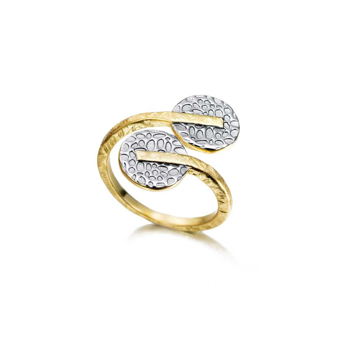Adjustable crossover ring in 18k gold vermeil sterling silver