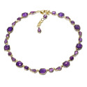Geometric necklace with amethyst in sterling silver with 18k gold vermeil