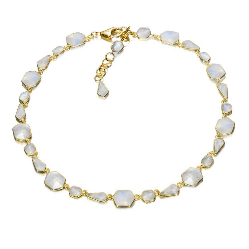 Collar geométrico con espectrolita de plata con baño de oro 18k