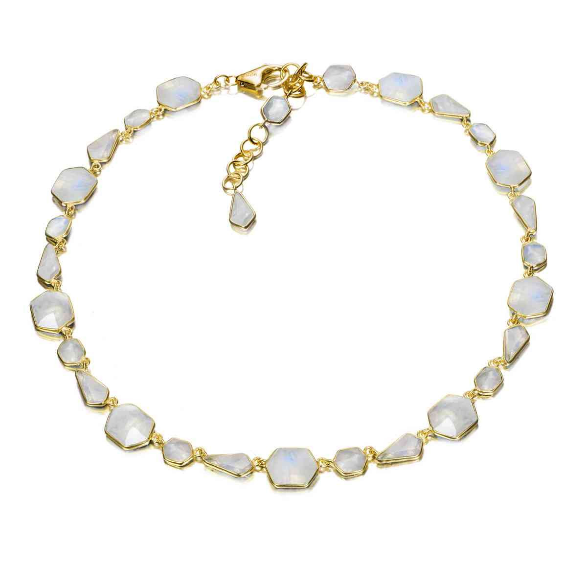 Collar geométrico con espectrolita de plata con baño de oro 18k