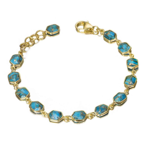 Pulsera geométrica con Turquesas en baño de oro 18k