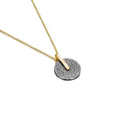 Colgante KYMBAL de Plata. Baño de Oro 18k y Rutenio Negro