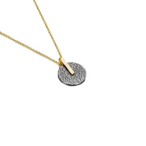 Colgante KYMBAL de Plata. Baño de Oro 18k y Rutenio Negro
