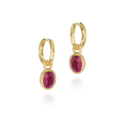 Hoop earrings with ruby in sterling silver with 18k gold vermeil