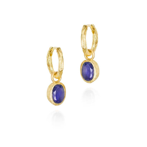 Hoop earrings with sapphire in sterling silver with 18k gold vermeil