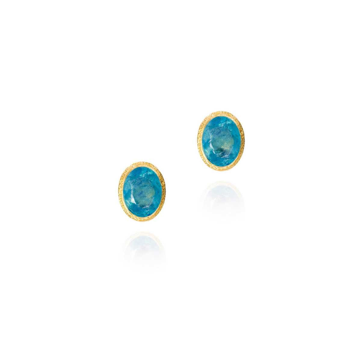 Pendientes AGUAMARINA plata/baño oro