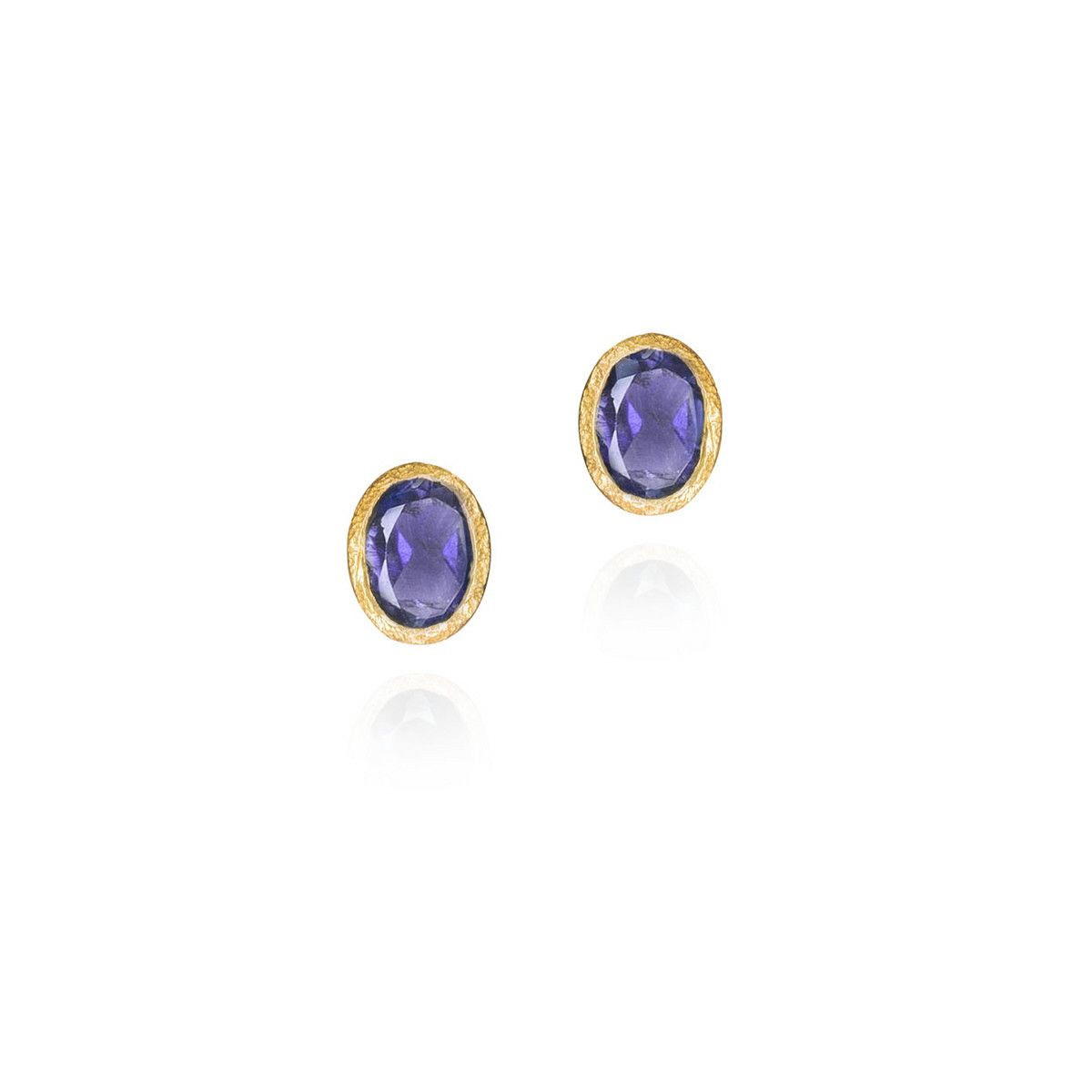 Pendientes con zafiro de plata con baño de oro 18k