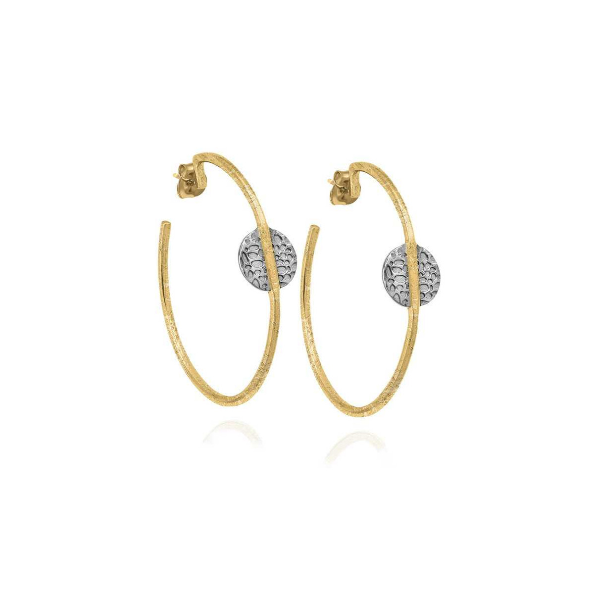 Pendientes grandes de plata con baño de oro 18k