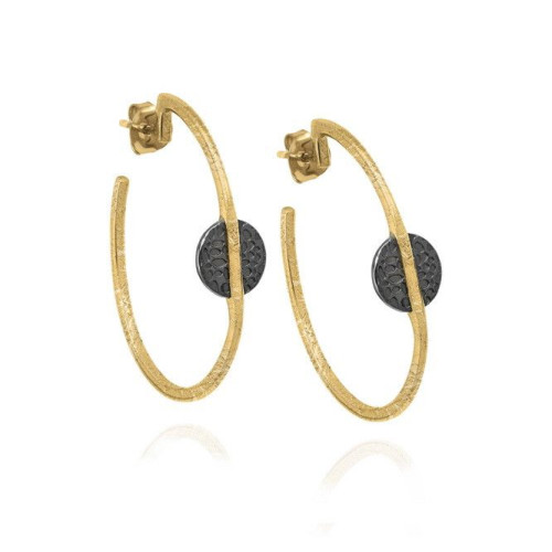 Pendientes KYMBAL de Plata. Baño de Oro 18k y Rutenio Negro
