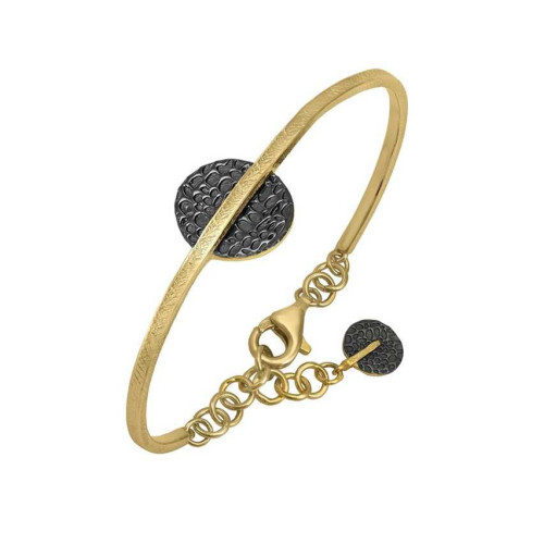 Bicolor cuff bracelet in 18k gold vermeil sterling silver and black ruthenium plating