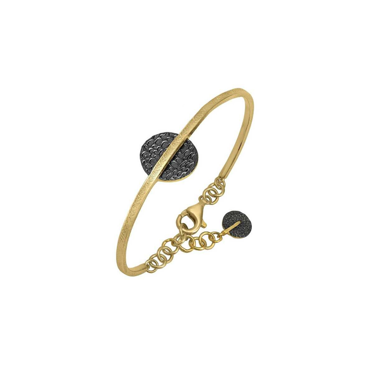 Bicolor cuff bracelet in 18k gold vermeil sterling silver and black ruthenium plating