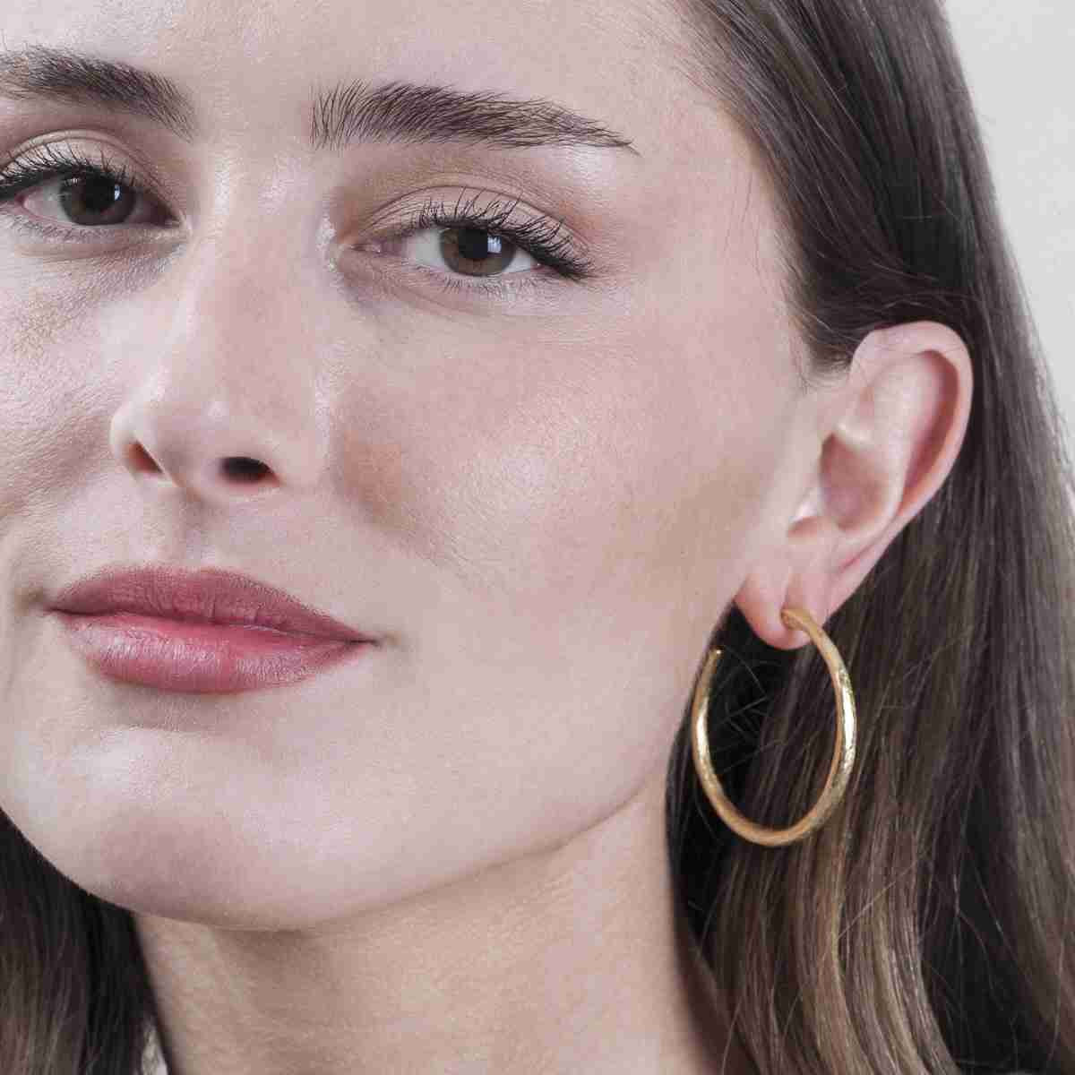 Pendientes de aro en Plata con Baño de Oro