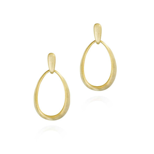 Pendientes ovalados de plata con baño de oro 18k