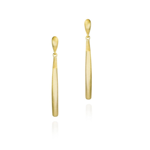 Pendientes largos modernos de Plata con Baño de Oro