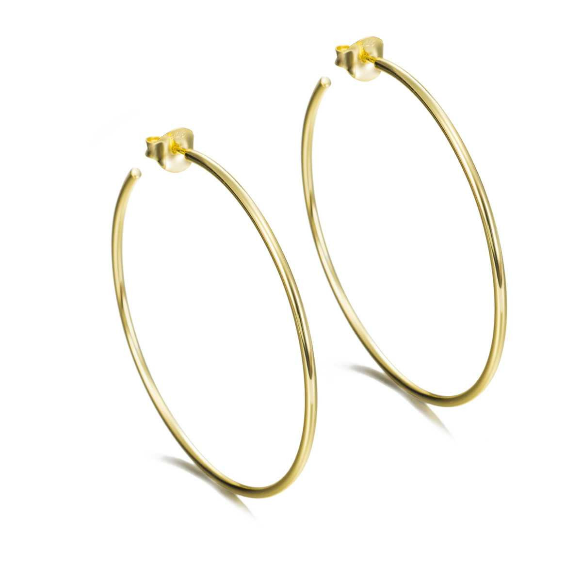 Pendientes de aro fino en Plata con Baño de Oro