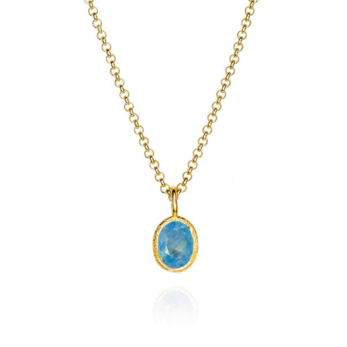 Colgante con aguamarina de plata con baño de oro 18k