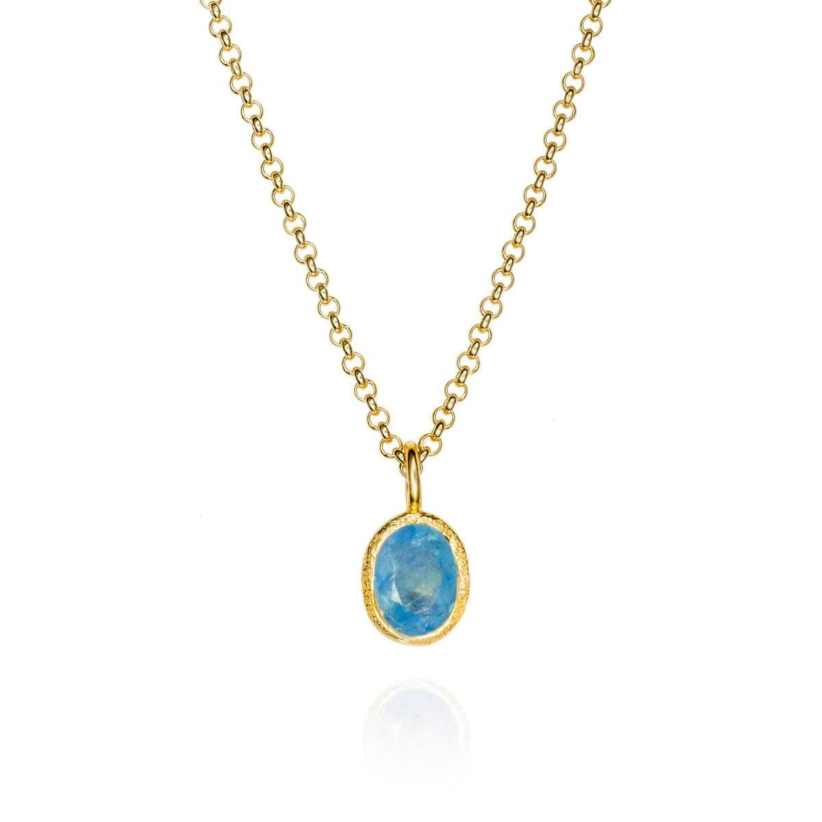Colgante con aguamarina de plata con baño de oro 18k