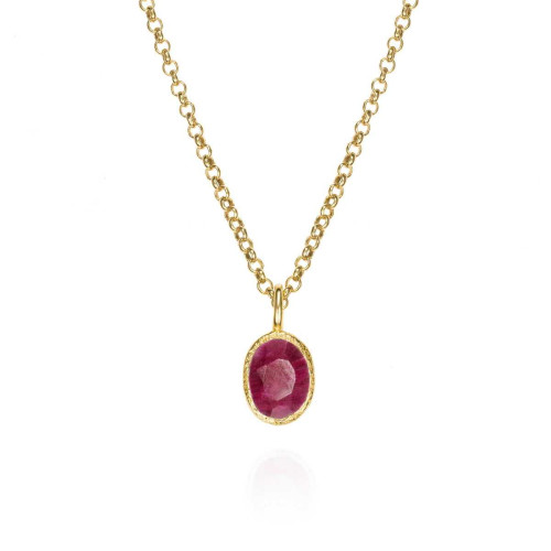 Pendant with ruby in sterling silver with 18k gold vermeil