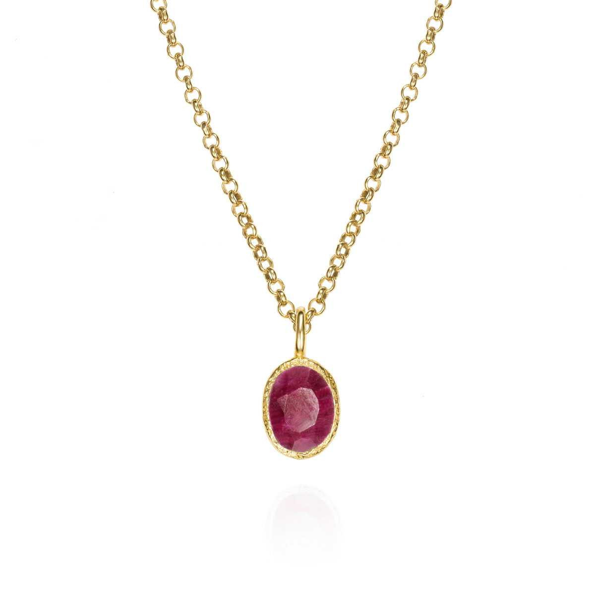 Colgante con rubí de plata con baño de oro 18k