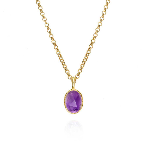 Colgante con amatista de plata con baño de oro 18k
