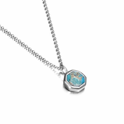 Colgante hexagonal de Turquesa en Plata