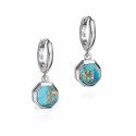 Pendientes hexagonales de Turquesa en Plata