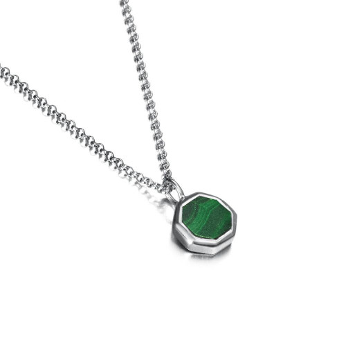 Colgante hexagonal de Malaquita en Plata
